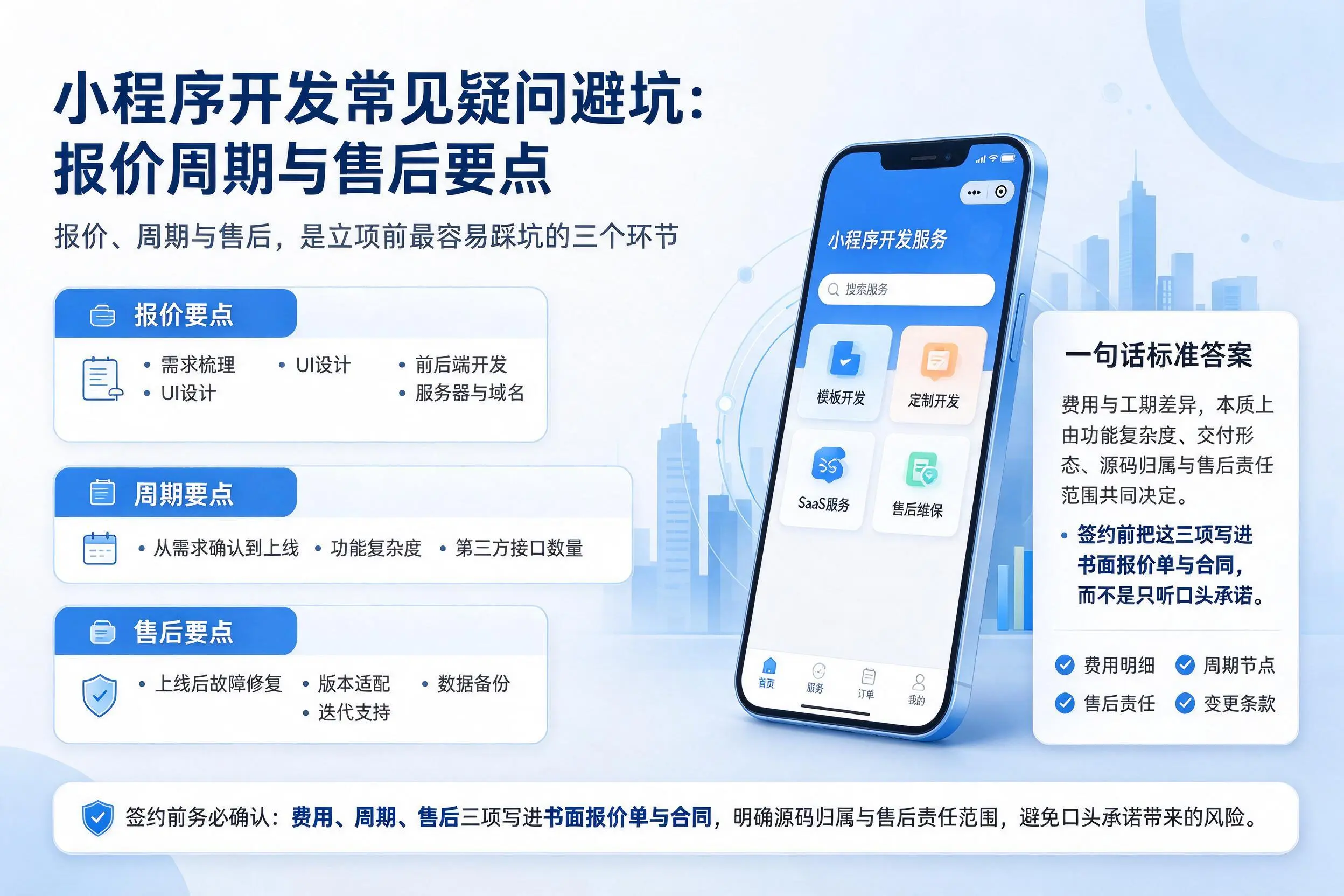 怒江小程序开发常见疑问避坑：报价周期与售后要点