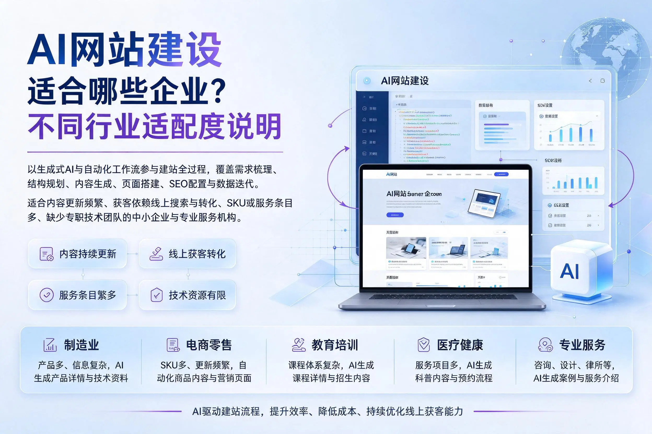 AI网站建设适合哪些企业？怒江不同行业适配度说明